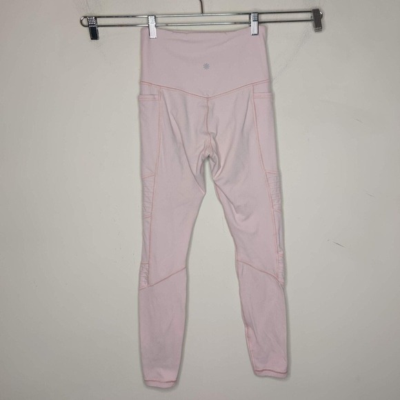 Athleta Powervita Inclination Moto Tights Orchid Pink‎ Side Pocket - Picture 10 of 15
